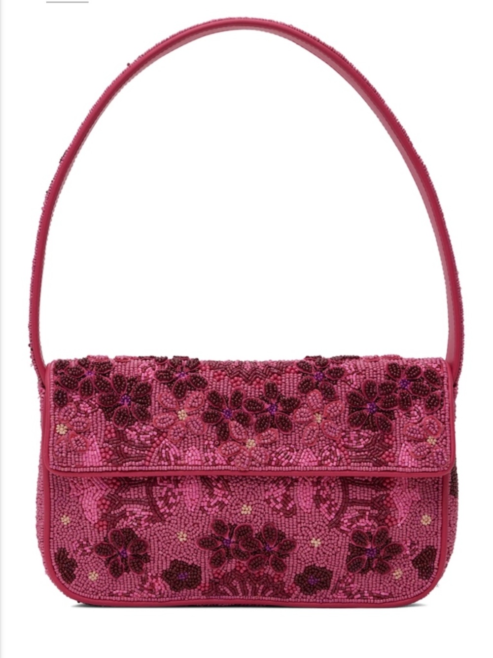 STAUD "Tommy" Pink Floral Beaded Shoulder Bag NWT $295